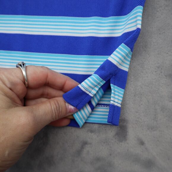Nike Golf Polo Shirt Men XL Extra Blue Striped Casual Dri Fit Golfer Stretch Cam - Picture 11 of 16